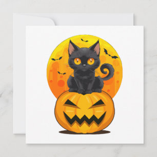 Carte Déguisement Halloween Citrouille Chat Noir 