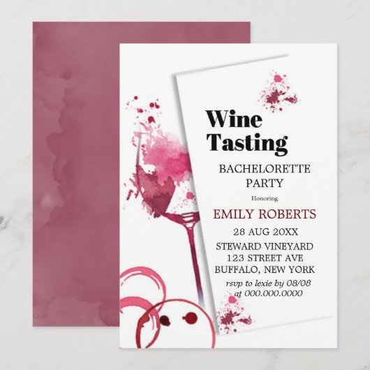 Carte Dégustation de vin de Bordeaux Bachelortie (Devant / Derrière)