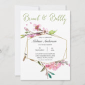 Carte Déjeuner de mariage floral cerisier rose (Devant)