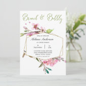 Carte Déjeuner de mariage floral cerisier rose (Debout devant)