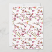 Carte Déjeuner de mariage floral cerisier rose (Dos)