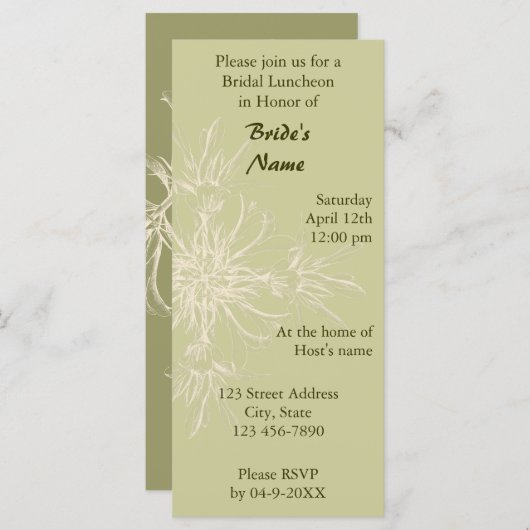 Carte Déjeuner nuptial d'olivier antique (Devant / Derrière)