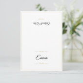 Carte d'élégant emplacement de mariage Script Or (Debout devant)