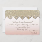 Carte d'élégante demoiselle d'honneur en damas (Dos)