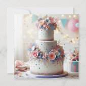 CARTE DÉLÉGUER L'ANNIVERSAIRE FLEURIER BLEU ET ROSE (Devant)