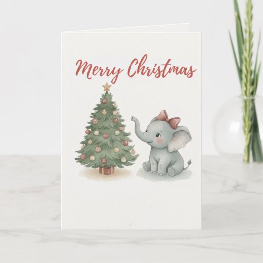 Carte d'éléphant de Noël joyeux Éléphant de bébé m (Devant)