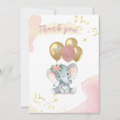 Carte d'éléphant rose rose Merci (Devant)