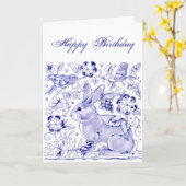 Carte Delft Blue White Rabbit Birthday Dedham Birthday (Fleur jaune)