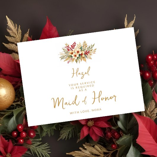 Carte Delicate Glam Christmas Floral Bouquet Gold