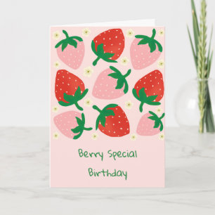 Carte Délices Sucrés de Baies Rose Tendre Anniversaire