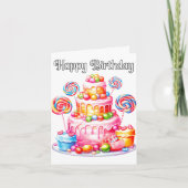 Carte Délicieux gâteau de fête d'anniversaire heureux (Devant)