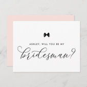 Carte Demande Bridesman Nœud Ruban Noir (Devant / Derrière)
