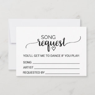 Carte Demande de chanson de mariage en calligraphie noir
