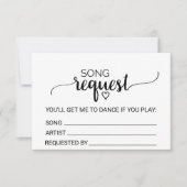 Carte Demande de chanson de mariage simple calligraphiée (Devant)