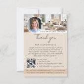 Carte Demande de commentaire avec code QR photo beige Me (Devant)