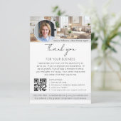 Carte Demande de commentaire avec code QR photo blanche (Debout devant)