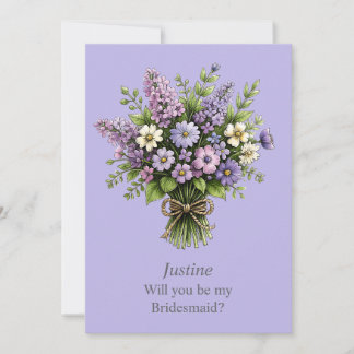 Carte Demande de Demoiselle d'Honneur avec Bouquet de La