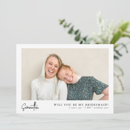 Carte Demande de Demoiselle d'Honneur de Luxe avec Photo (Debout devant)