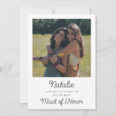 Carte Demande de Demoiselle d'Honneur en Photo à Plat (Devant)