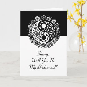 Carte Demande de demoiselle d'honneur Floral Yin Yang