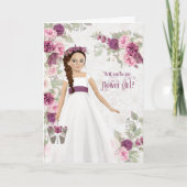 Carte Demande de Fille aux Fleurs Prune Ranunculus (Devant)