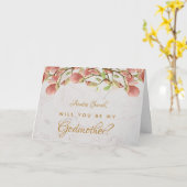 Carte Demande de Marraine Fleurs Rose Magnolia Marbre (Fleur jaune)