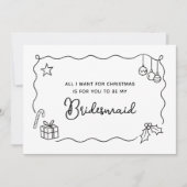 Carte Demande de témoin de mariage festive à Noël dessin (Devant)