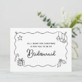 Carte Demande de témoin de mariage festive à Noël dessin (Debout devant)