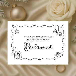 Carte Demande de témoin de mariage festive à Noël dessin