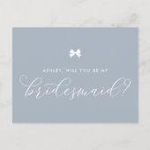 Carte Demande Demoiselle d'Honneur Dusty Blue Bow (Devant)