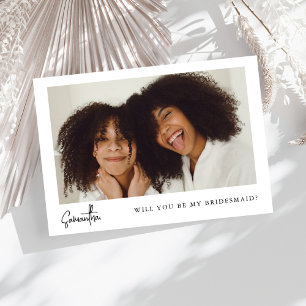 Carte Demande Demoiselle d'Honneur Photo Élégance Minima