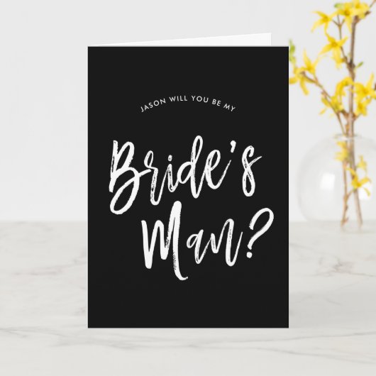 Carte Demande d'homme de la mariée | Écriture blanche pe (Fleur jaune)