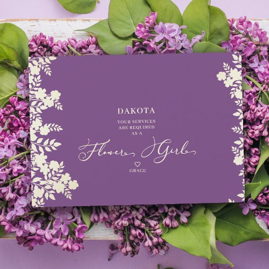 Carte Demande en mariage Fille Fleur Violette Cadre Bota