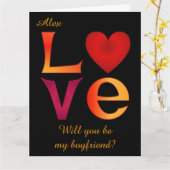 Carte Demande en petit ami Custom LOVE sur fond noir (Fleur jaune)