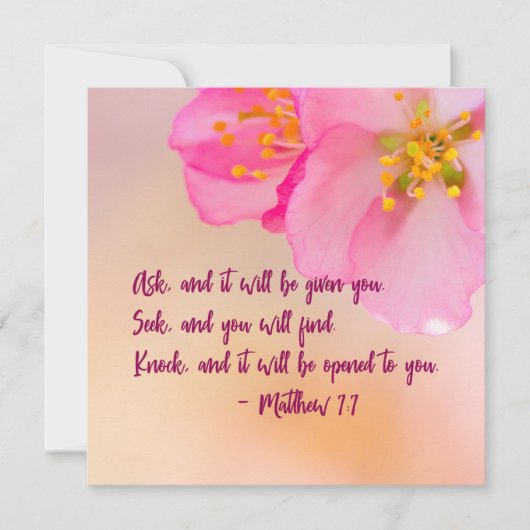 Carte Demandez, Et Ce Sera L'Inspiration Florale Chrétie (Devant)