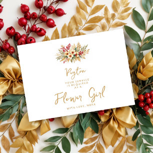 Carte Démarche Glam Noël Floral Fille Fleur Or