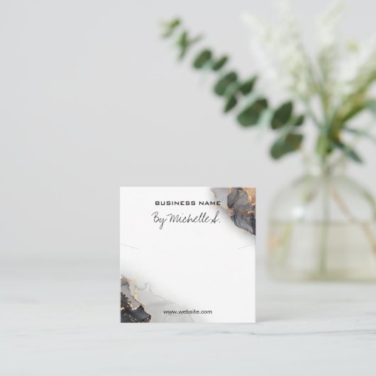 Carte D'Emballage Pendentif Noir Et Or En Encre Lu (Debout devant)