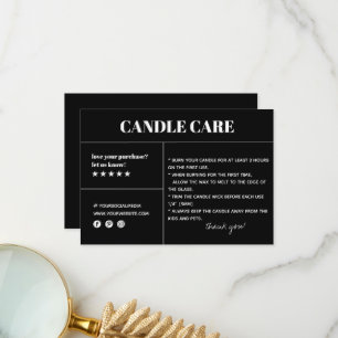 Carte d'emballage pour Merci de soins aux bougies