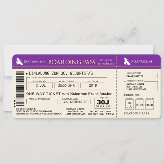 CARTE D'EMBARQUEMENT (Devant)