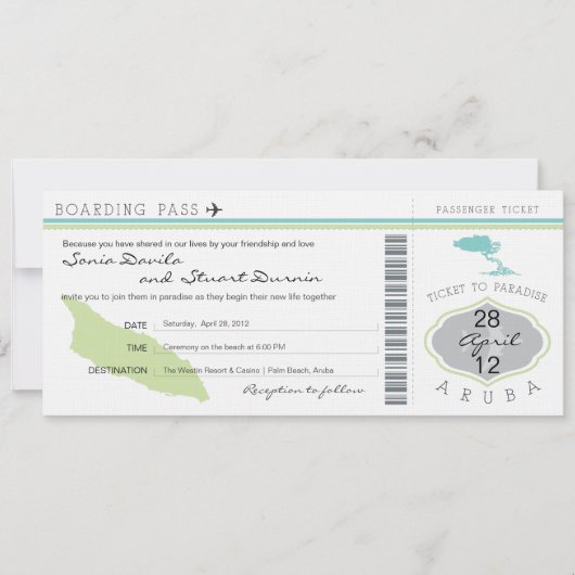 Carte d'embarquement au faire-part de mariage (Devant)
