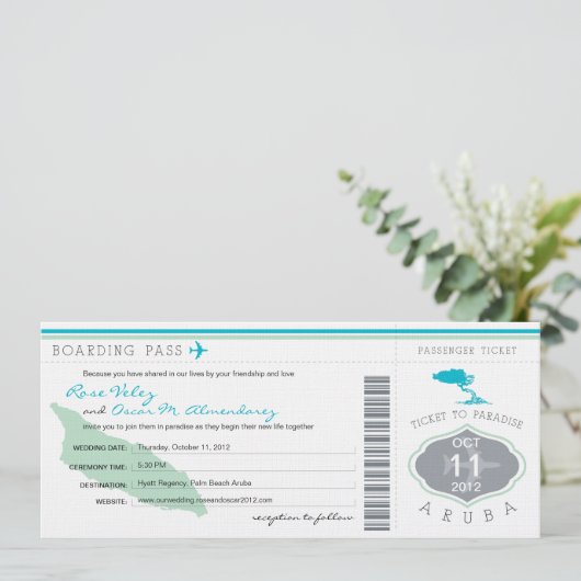 Carte d'embarquement au faire-part de mariage (Debout devant)