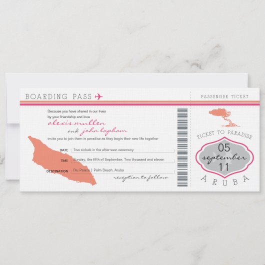 Carte d'embarquement au faire-part de mariage (Devant)