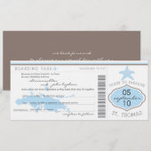 Carte d'embarquement au faire-part de mariage de (Devant / Derrière)