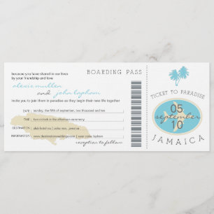 Carte d'embarquement au faire-part de mariage de