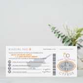 Carte d'embarquement au faire-part de mariage de (Debout devant)