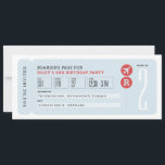 Carte d'embarquement avion anniversaire de enfant<br><div class="desc">Prêt pour le décollage ! Cette forme de billet d'avion et l'invitation thématique sont parfaits pour la fête des amateurs de petits avions. Avec des rayures bleu clair,  du texte rouge et noir,  un endroit pour l'âge personnalisé et initial,  cela donne le ton pour une fête d'anniversaire amusante.</div>
