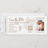 Carte d'embarquement beige Code QR de mariage de d (Devant)