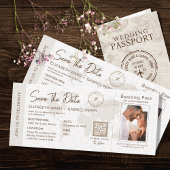 Carte d'embarquement beige Code QR de mariage de d
