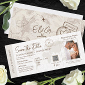 Carte d'embarquement beige Mariage de voyage Code