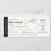 Carte d'embarquement beige mariage RSVP boîtier (Devant)